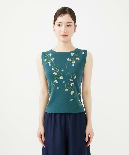 Sybilla / シビラ ニット・セーター | フラワー刺繍ノースリーブプルオーバー | 詳細2