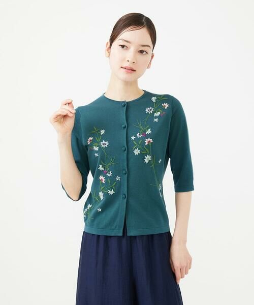 Sybilla / シビラ カーディガン・ボレロ | フラワー刺繍五分袖カーディガン | 詳細1