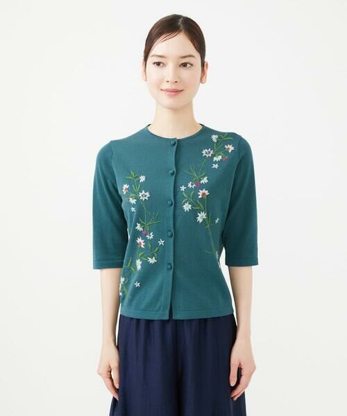 Sybilla / シビラ カーディガン・ボレロ | フラワー刺繍五分袖カーディガン | 詳細2