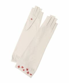 Sybilla / シビラ 手袋 | 【日本製/接触冷感】フラワー刺繍フィンガーレスミドルグローブ（5本指）