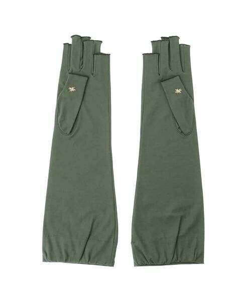 Sybilla / シビラ 手袋 | 【日本製/接触冷感】フラワー刺繍フィンガーレスミドルグローブ（5本指） | 詳細2