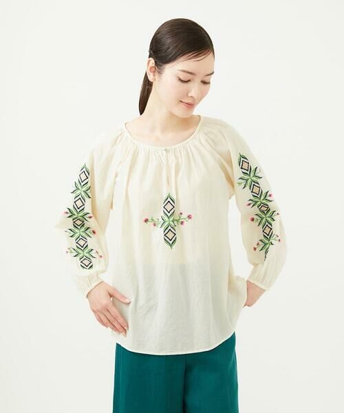 Sybilla / シビラ シャツ・ブラウス | 【INDIA】フラワー&ボーラー刺繍ブラウス | 詳細12
