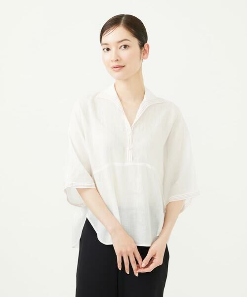 Sybilla/シビラ リネンローンシャツブラウス ホワイト SS Sybilla/シビラ リネンローンシャツブラウス ホワイト SS