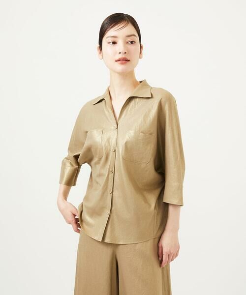 Sybilla / シビラ シャツ・ブラウス | メタリックリネンシャツ（ゴールド1）