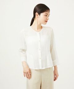 Sybilla / シビラ ノーカラージャケット | リネンカラミシアージャケット