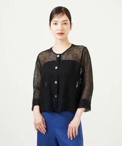 Sybilla / シビラ ノーカラージャケット | リネンカラミシアージャケット