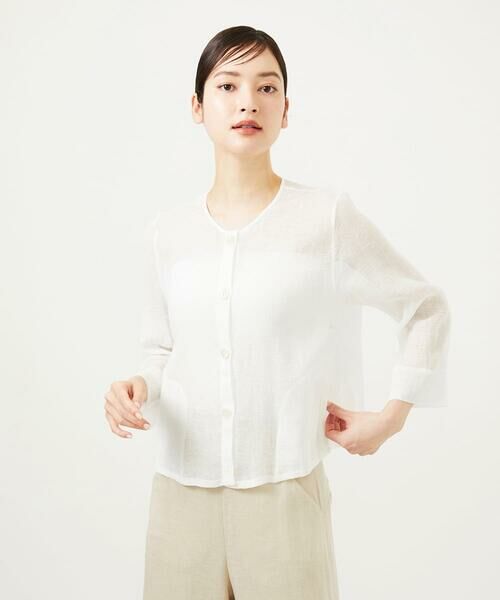 Sybilla / シビラ ノーカラージャケット | リネンカラミシアージャケット | 詳細1