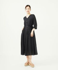 Sybilla / シビラ ロング・マキシ丈ワンピース | リネンローンボタンデザインドレス