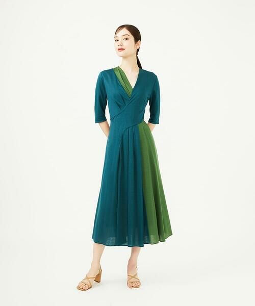 Sybilla / シビラ ロング・マキシ丈ワンピース | アシンメトリーバイカラードレス | 詳細1