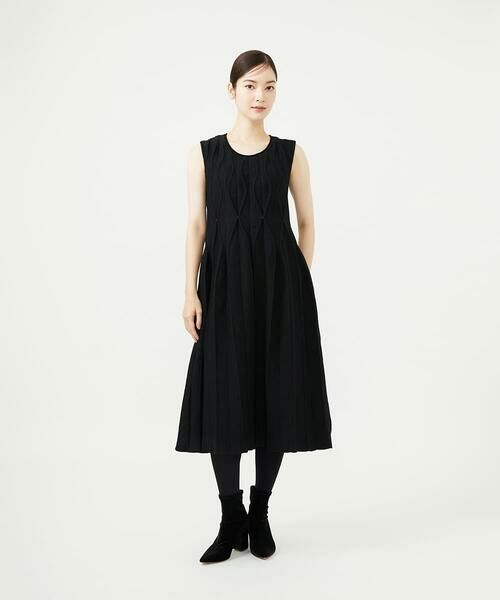 Sybilla / シビラ ロング・マキシ丈ワンピース | レリーフニットドレス（ブラック）