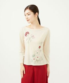 Sybilla / シビラ ニット・セーター | ステッチフラワー刺繍プルオーバー