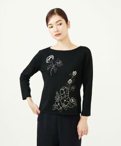 Sybilla / シビラ ニット・セーター | ステッチフラワー刺繍プルオーバー