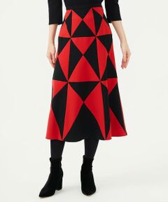 Sybilla / シビラ ロング・マキシ丈スカート | ブラック×レッドパッチワークスカート