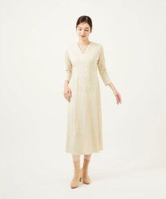 Sybilla / シビラ ロング・マキシ丈ワンピース | リーフ柄コード刺繍ジャージードレス