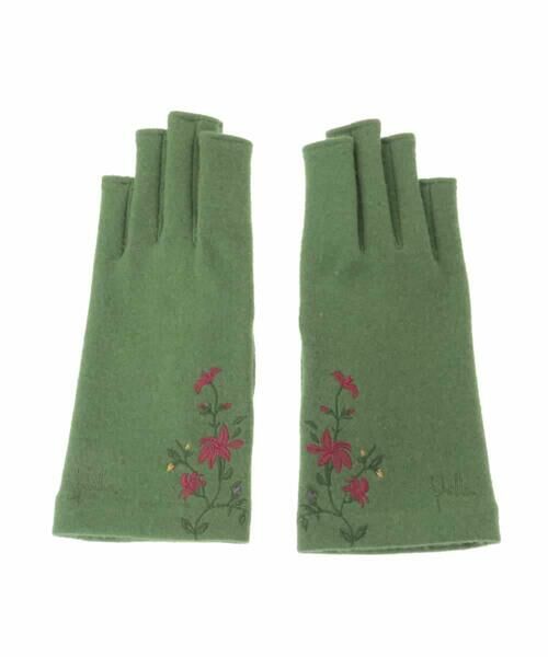 Sybilla / シビラ 手袋 | 【日本製】フィンガーレスフラワー刺繍グローブ | 詳細1