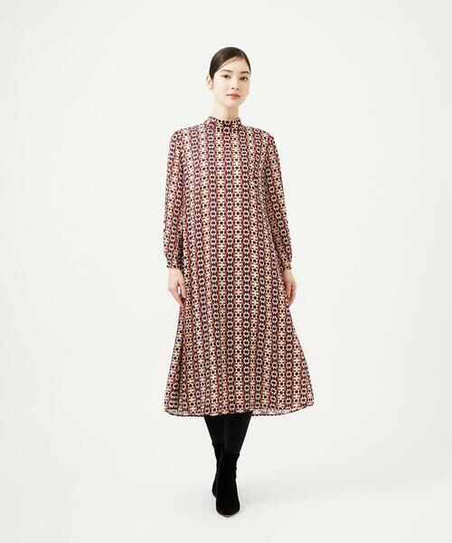 Sybilla / シビラ ロング・マキシ丈ワンピース | ジオメトリックオパールドレス（レッド系）