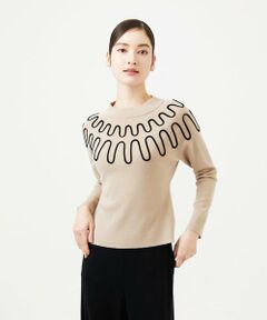 Sybilla / シビラ ニット・セーター | バイカラーコード刺繍ニット