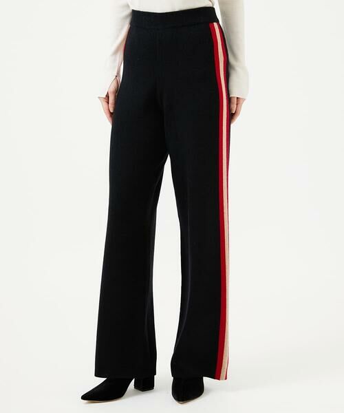 Sybilla / シビラ チノ・ワークパンツ | 配色ラインニットパンツ（ブラック）