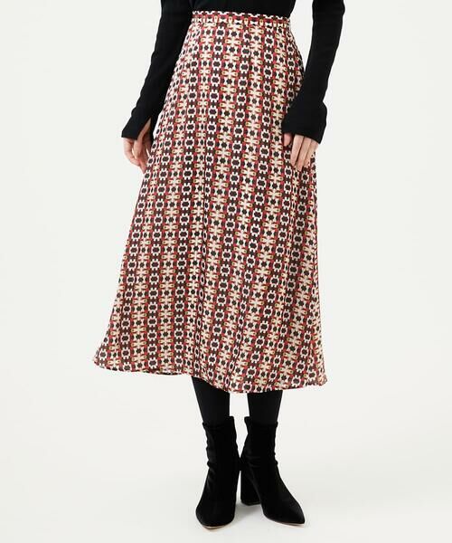 Sybilla / シビラ ロング・マキシ丈スカート | ジオメトリックオパールスカート（レッド系）