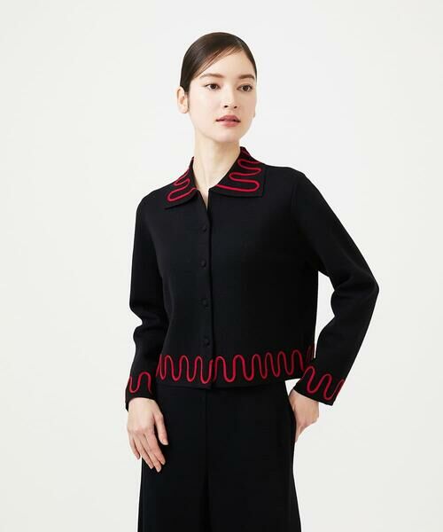 Sybilla / シビラ カーディガン・ボレロ | バイカラーコード刺繍カーディガン（ブラック）