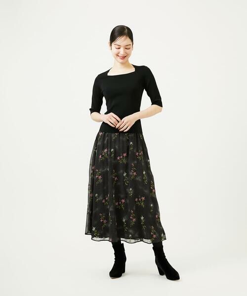 Sybilla / シビラ ロング・マキシ丈スカート | ドットフラワー刺繍スカート | 詳細15