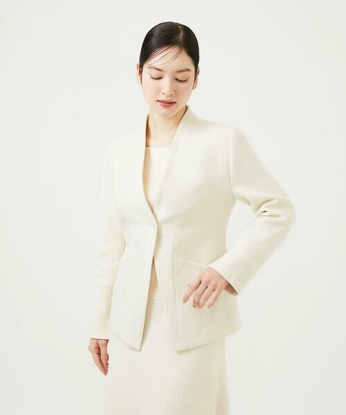 Sybilla / シビラ ノーカラージャケット | ストレッチブークレージャケット（アイボリー）