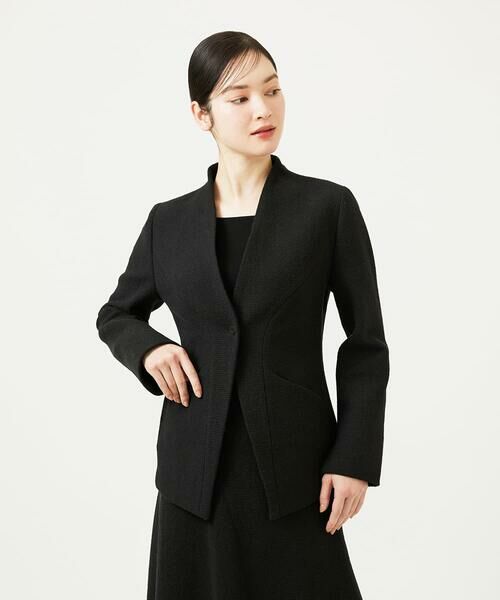 Sybilla / シビラ ノーカラージャケット | ストレッチブークレージャケット（ブラック）