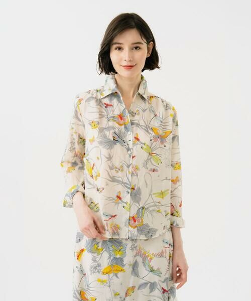 Sybilla / シビラ シャツ・ブラウス | バタフライ&フラワープリントシャツ（アイボリー系）