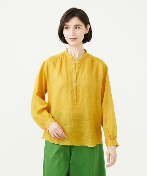 Sybilla / シビラ シャツ・ブラウス | ミックスボタンリネンブラウス（イエロー）