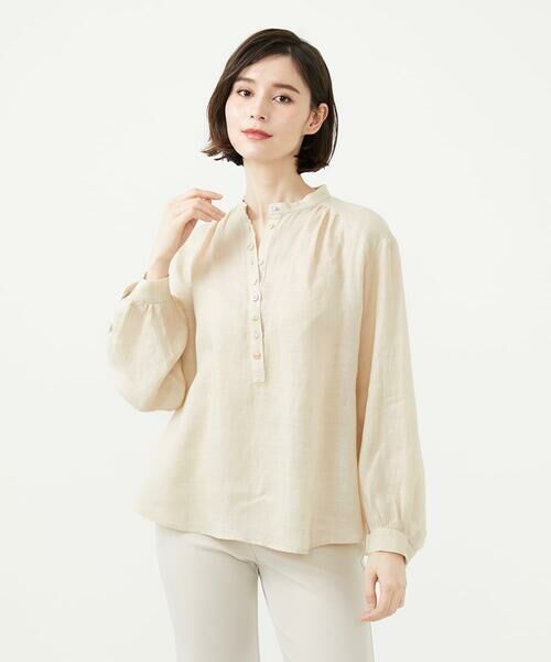 Sybilla / シビラ シャツ・ブラウス | ミックスボタンリネンブラウス（ライトベージュ）