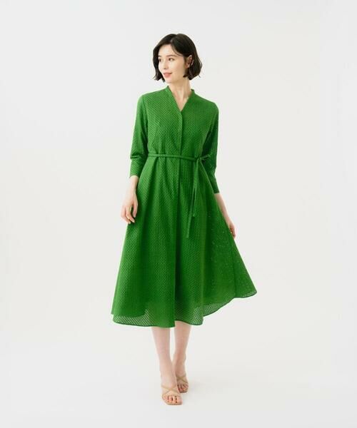 Sybilla / シビラ ロング・マキシ丈ワンピース | アイレットレースドレス（グリーン）