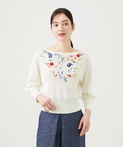 Sybilla / シビラ ニット・セーター | ビーズフラワー刺繍ニット