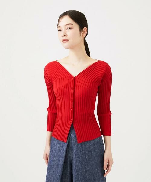 Sybilla / シビラ カーディガン・ボレロ | ハートモチーフリブカーディガン（レッド）