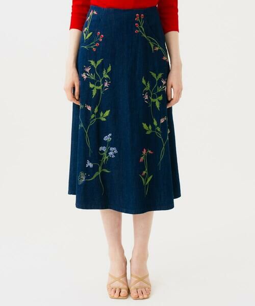 Sybilla / シビラ ロング・マキシ丈スカート | フラワー刺繍デニムスカート | 詳細1