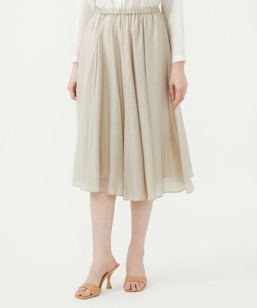 Sybilla / シビラ ミニ・ひざ丈スカート | シアークリンクルスカート(ライトグレージュ)