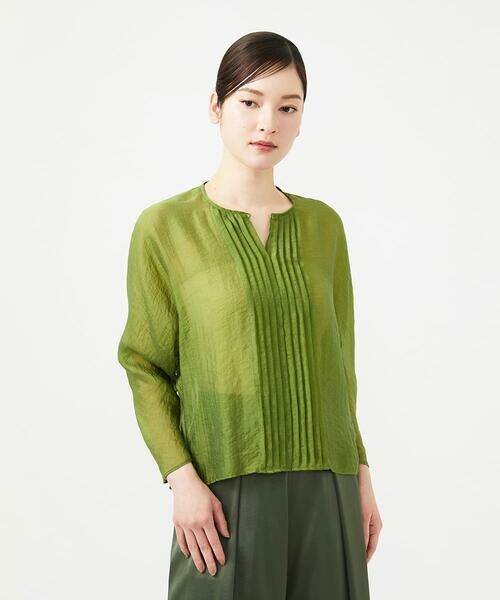 Sybilla / シビラ シャツ・ブラウス | ピンタックシアーブラウス（カーキ）