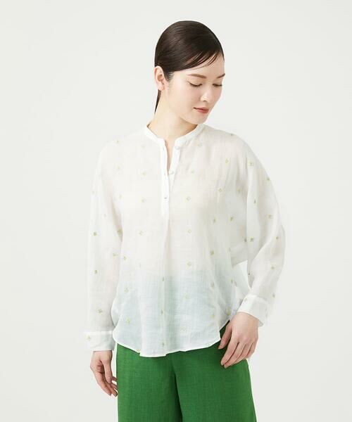 Sybilla / シビラ シャツ・ブラウス | ダイヤ刺繍リネンブラウス（ホワイト）