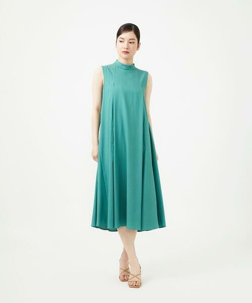 Sybilla / シビラ ロング・マキシ丈ワンピース | ボトルネックテントラインドレス（ターコイズグリーン）