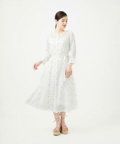 Sybilla / シビラ ロング・マキシ丈ワンピース | ダイヤ刺繍リネンドレス