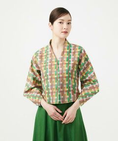 Sybilla / シビラ ノーカラージャケット | チェックジャカードジャケット