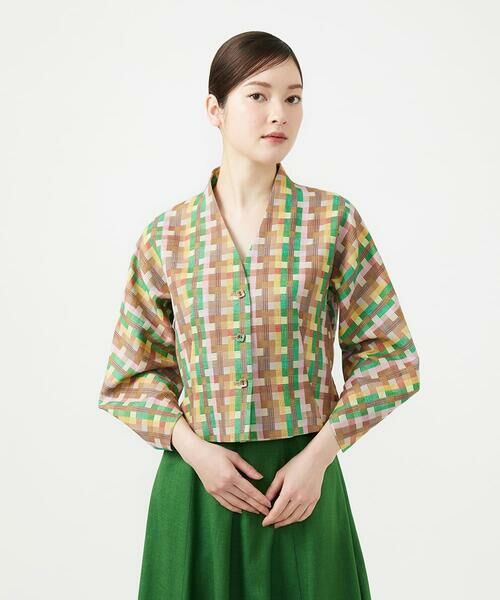 Sybilla / シビラ ノーカラージャケット | チェックジャカードジャケット（マルチカラー）