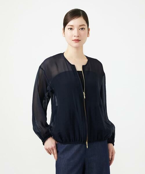 Sybilla / シビラ その他アウター | オーガンジーブルゾン（ネイビー）
