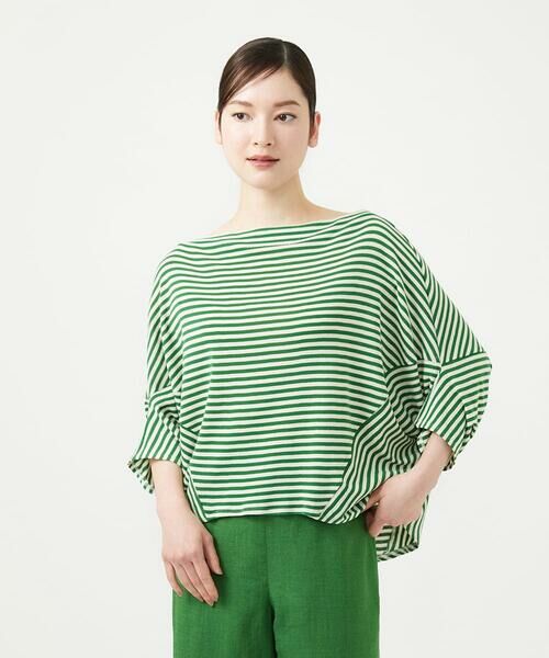 Sybilla / シビラ カットソー | ボーダードルマンカットソー（グリーン）
