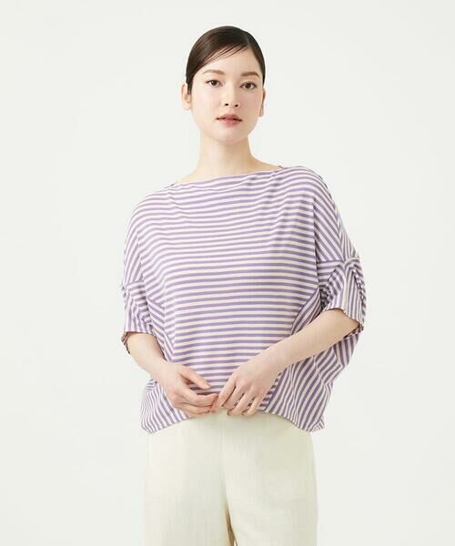 Sybilla / シビラ カットソー | ボーダードルマンカットソー（パープル）