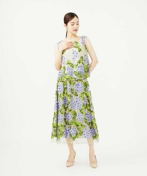 Sybilla / シビラ ロング・マキシ丈スカート | アジサイ刺繍チュールスカート | 詳細2