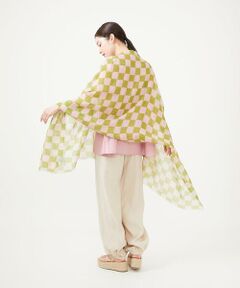 Sybilla / シビラ マフラー・ショール・スヌード・ストール | チェッカー柄リネンストール