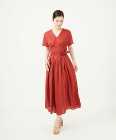 Sybilla / シビラ ロング・マキシ丈ワンピース | 平織りリネンタックデザインドレス