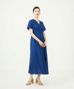 Sybilla / シビラ ロング・マキシ丈ワンピース | 平織りリネンタックデザインドレス