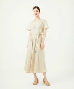 Sybilla / シビラ ロング・マキシ丈ワンピース | 平織りリネンタックデザインドレス