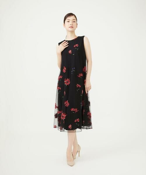 Sybilla / シビラ ドレス | 【WEB限定色】マーガレット刺繍チュールドレス(ブラック)